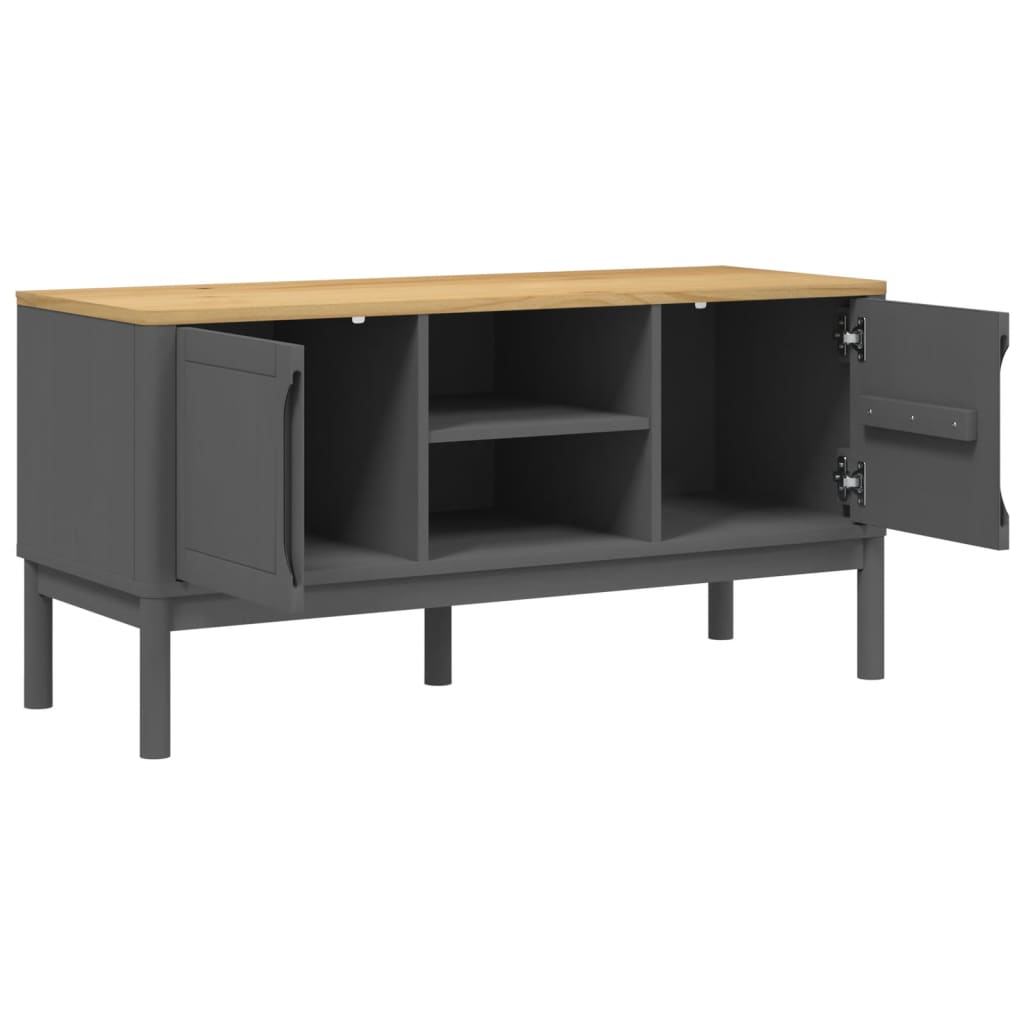 Tv-meubel FLORO 114x43x55 cm massief grenenhout grijs is nu te koop bij PeponiXL, paradijselijk wonen!