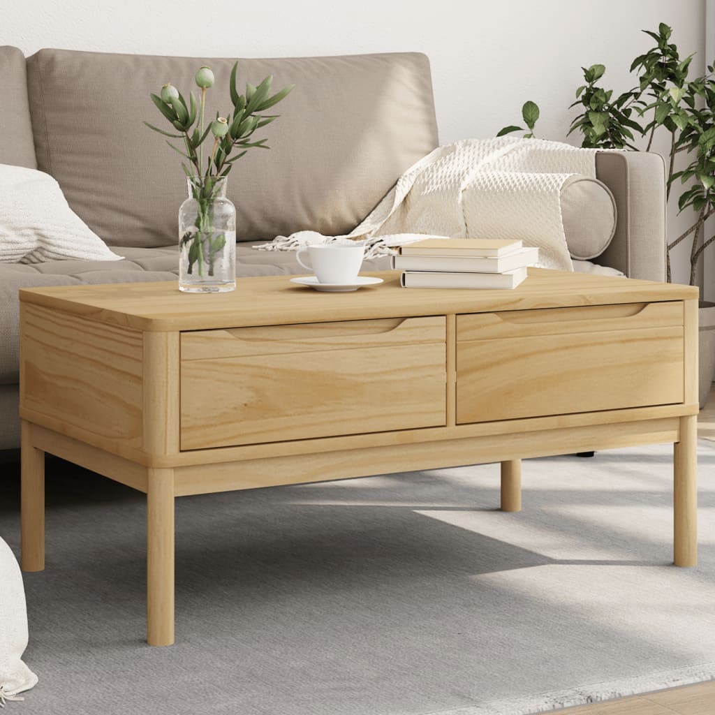 Salontafel FLORO 99x55,5x45 cm massief grenenhout wasbruin is nu te koop bij PeponiXL, paradijselijk wonen!