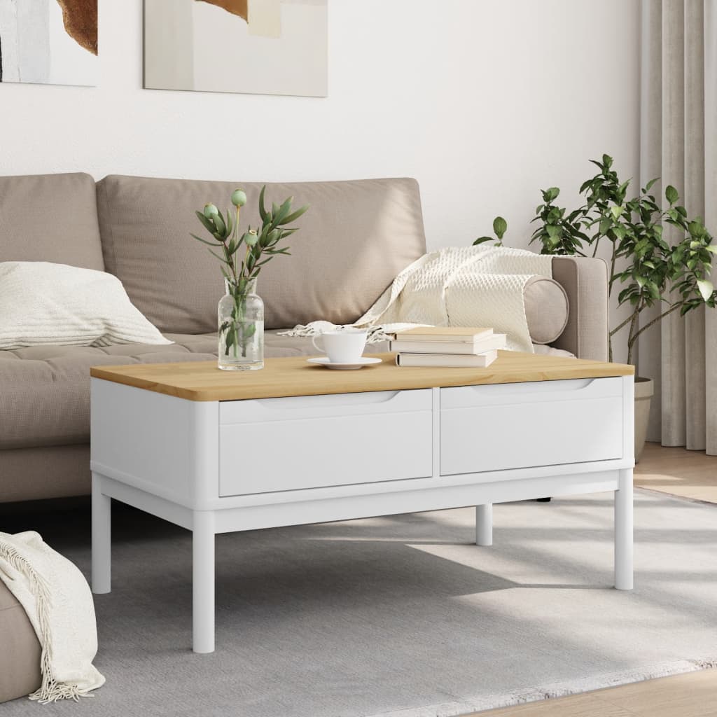 Salontafel FLORO 99x55,5x45 cm massief grenenhout wit is nu te koop bij PeponiXL, paradijselijk wonen!