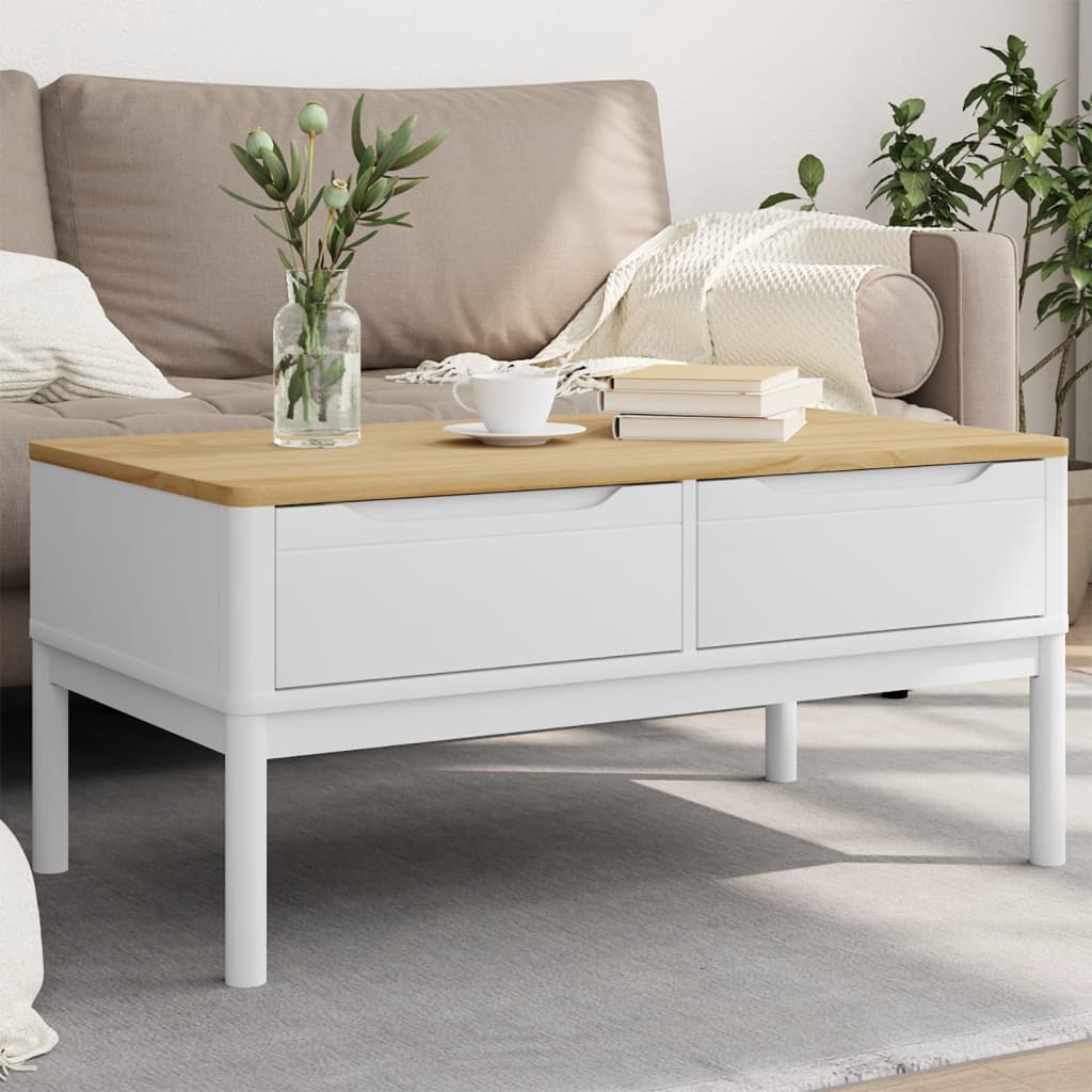 Salontafel FLORO 99x55,5x45 cm massief grenenhout wit is nu te koop bij PeponiXL, paradijselijk wonen!