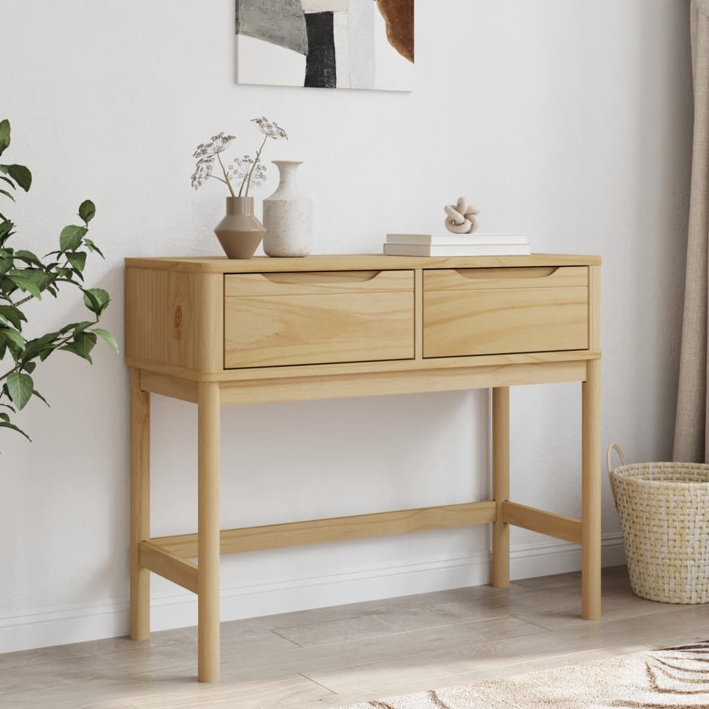 Wandtafel FLORO 89,5x36,5x73 cm massief grenenhout wasbruin is nu te koop bij PeponiXL, paradijselijk wonen!