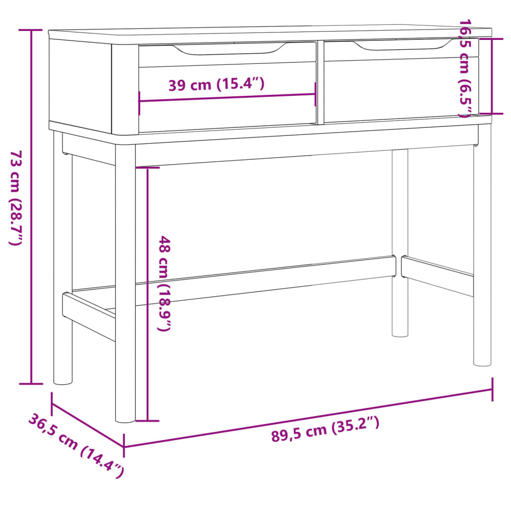Wandtafel FLORO 89,5x36,5x73 cm massief grenenhout wit is nu te koop bij PeponiXL, paradijselijk wonen!