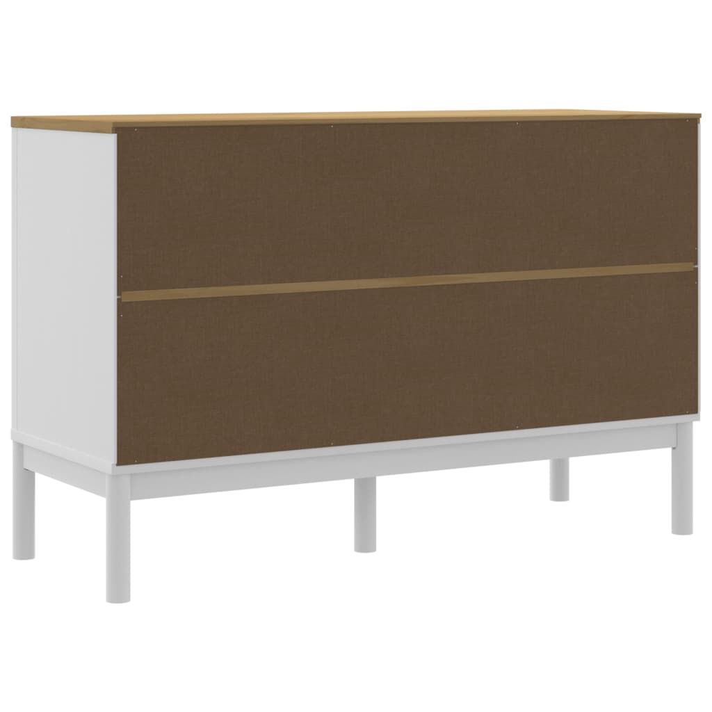 Dressoir FLORO 114x43x74 cm massief grenenhout wit is nu te koop bij PeponiXL, paradijselijk wonen!