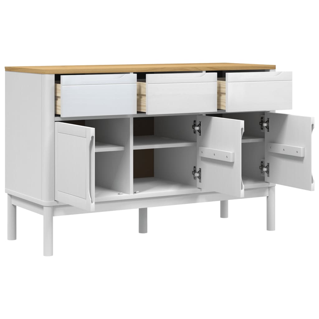 Dressoir FLORO 114x43x74 cm massief grenenhout wit is nu te koop bij PeponiXL, paradijselijk wonen!