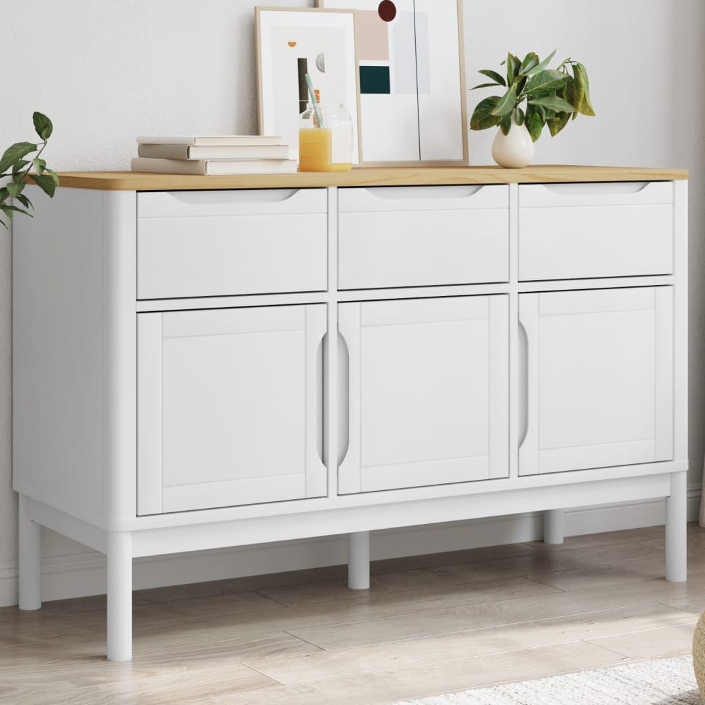 Dressoir FLORO 114x43x74 cm massief grenenhout wit is nu te koop bij PeponiXL, paradijselijk wonen!