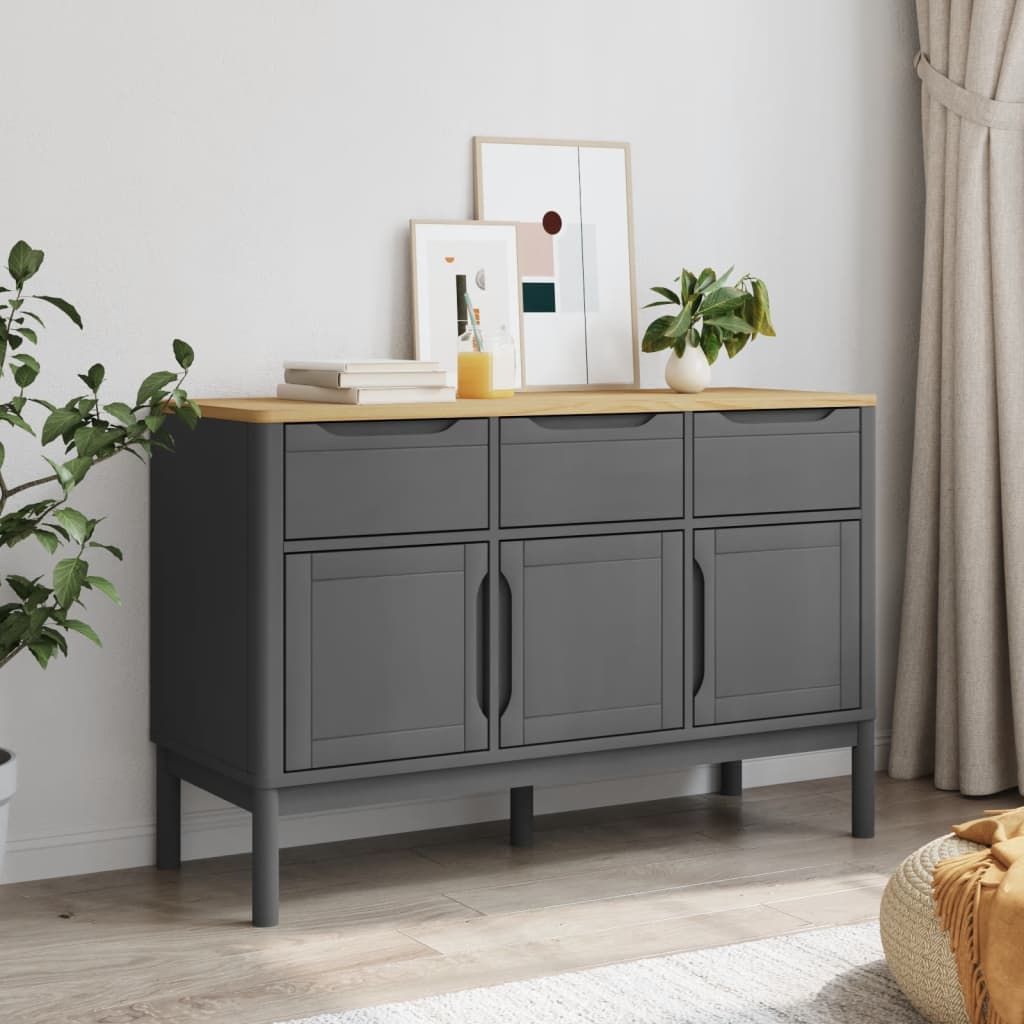 Dressoir FLORO 114x43x74 cm massief grenenhout grijs is nu te koop bij PeponiXL, paradijselijk wonen!