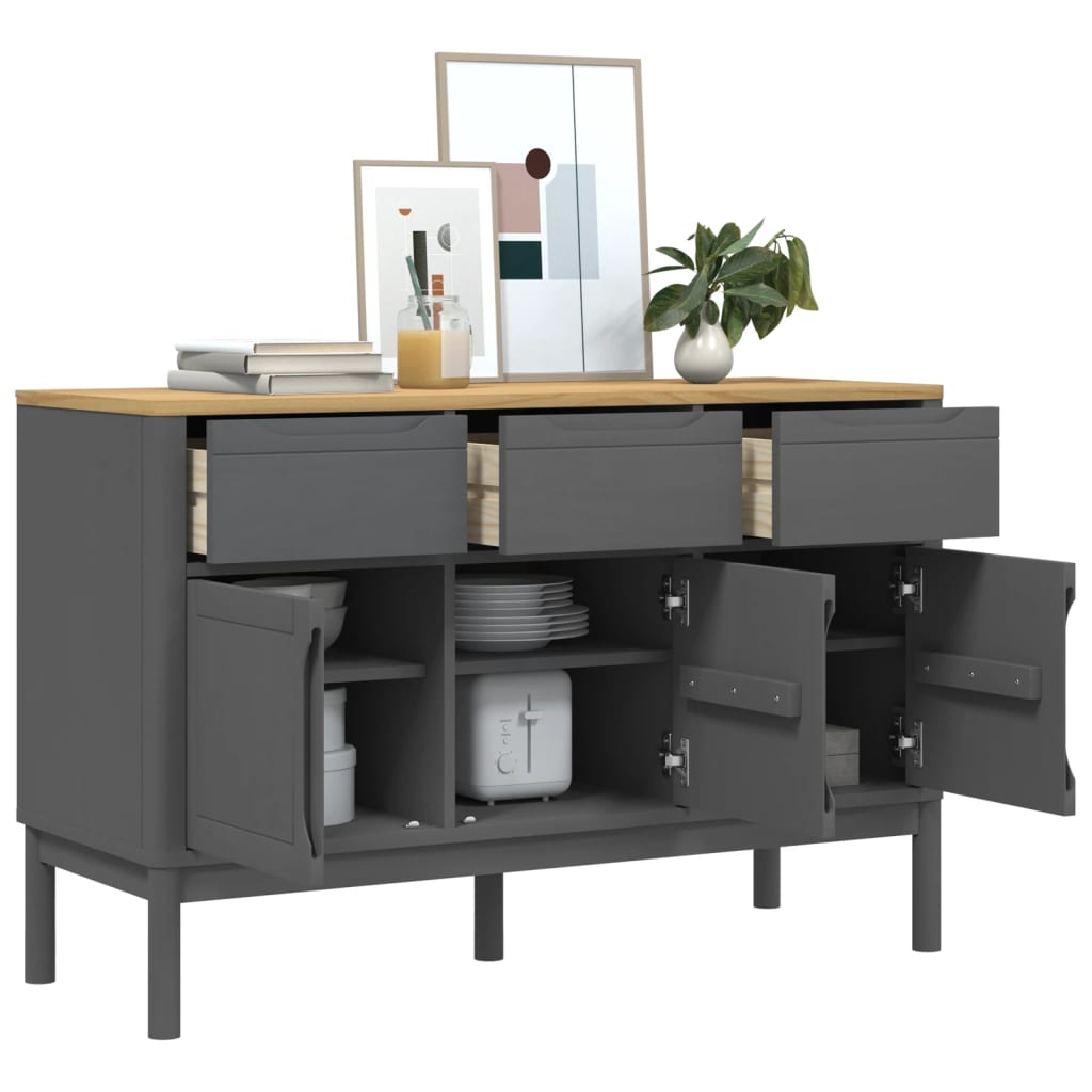Dressoir FLORO 114x43x74 cm massief grenenhout grijs is nu te koop bij PeponiXL, paradijselijk wonen!