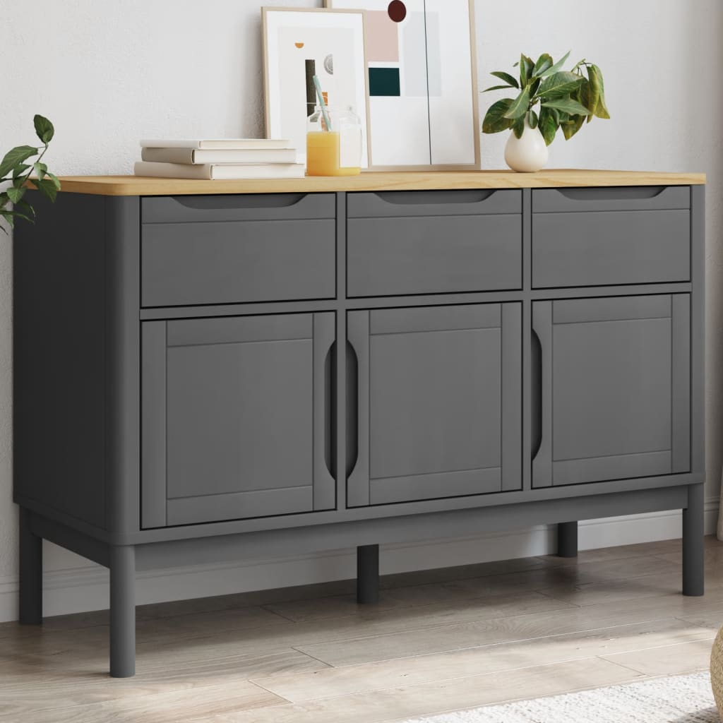Dressoir FLORO 114x43x74 cm massief grenenhout grijs is nu te koop bij PeponiXL, paradijselijk wonen!