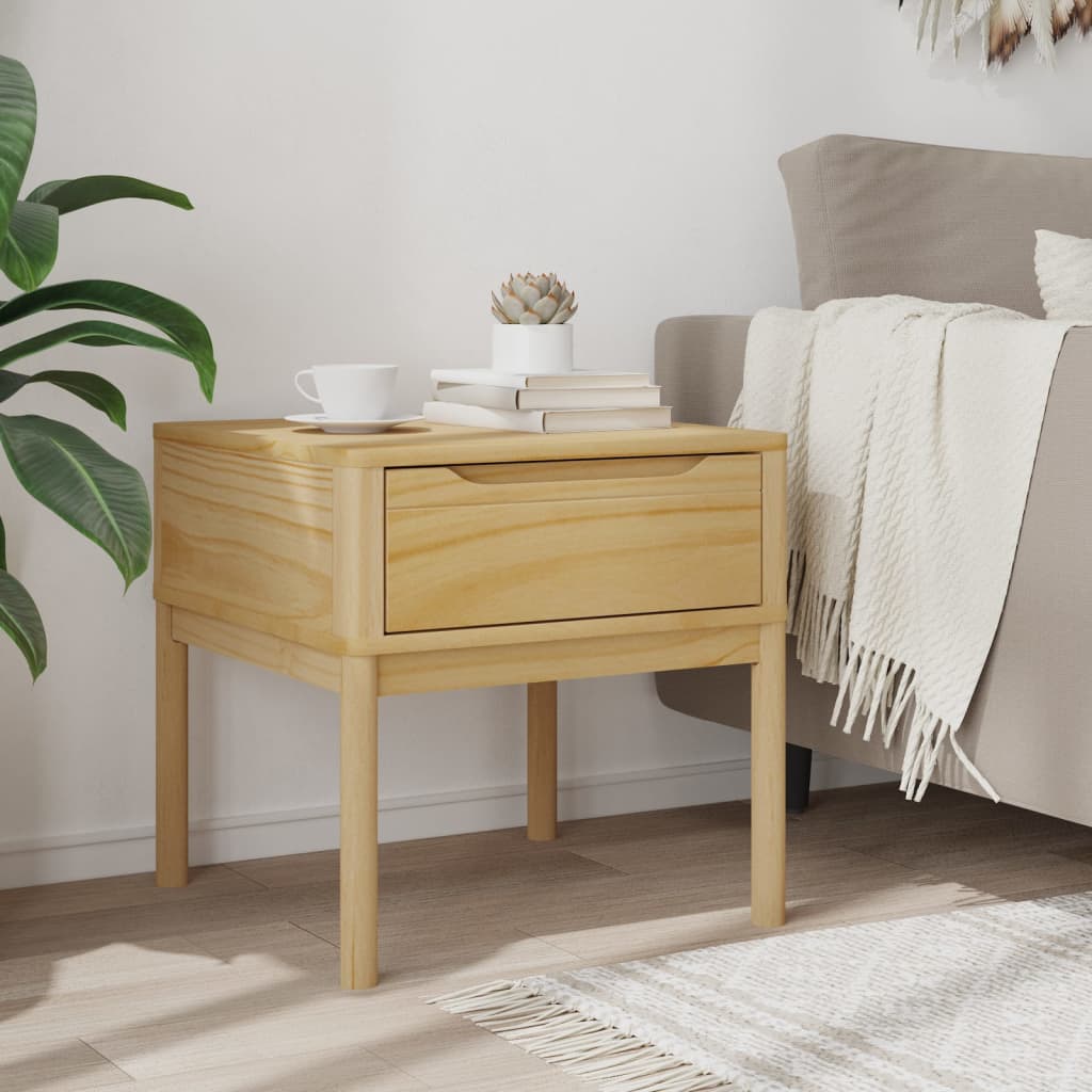 Lamptafel FLORO 55x55x54 cm massief grenenhout wasbruin is nu te koop bij PeponiXL, paradijselijk wonen!