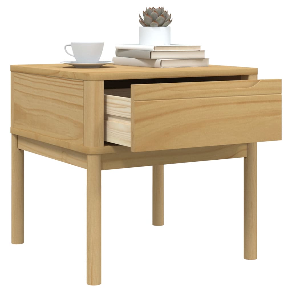 Lamptafel FLORO 55x55x54 cm massief grenenhout wasbruin is nu te koop bij PeponiXL, paradijselijk wonen!