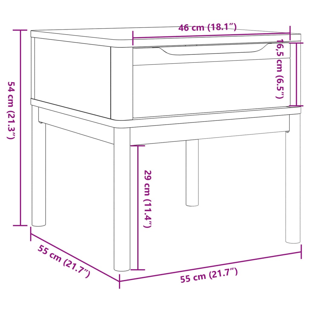 Lamptafel FLORO 55x55x54 cm massief grenenhout wasbruin is nu te koop bij PeponiXL, paradijselijk wonen!