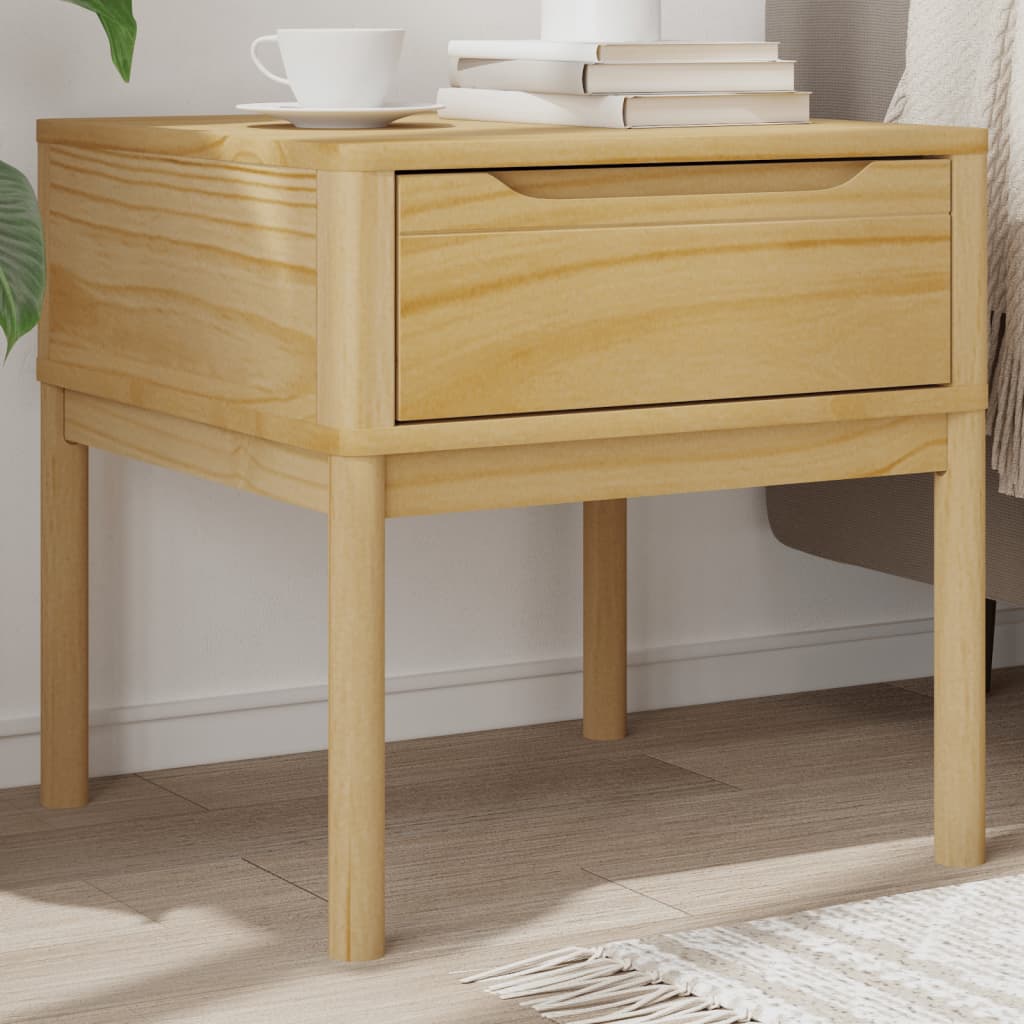Lamptafel FLORO 55x55x54 cm massief grenenhout wasbruin is nu te koop bij PeponiXL, paradijselijk wonen!