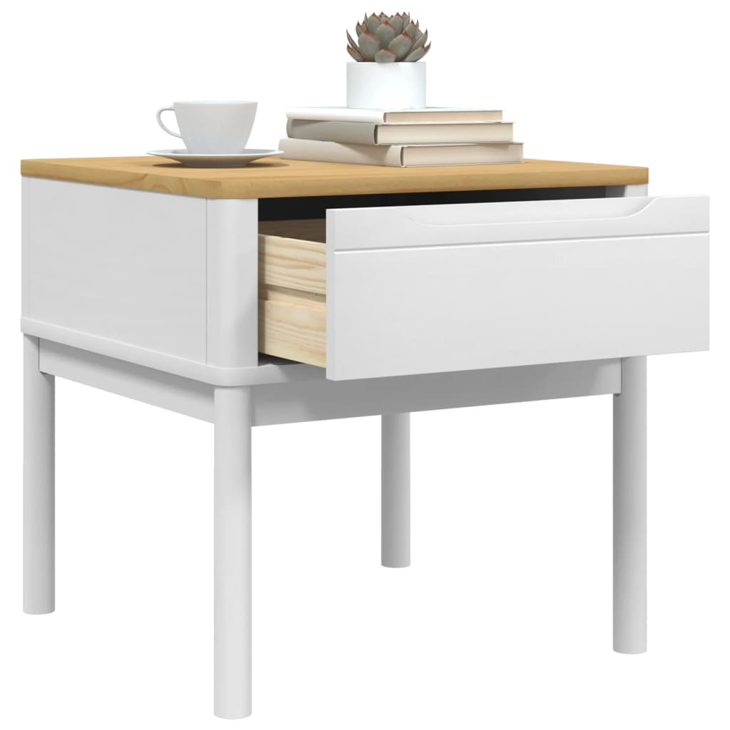 Lamptafel FLORO 55x55x54 cm massief grenenhout wit is nu te koop bij PeponiXL, paradijselijk wonen!
