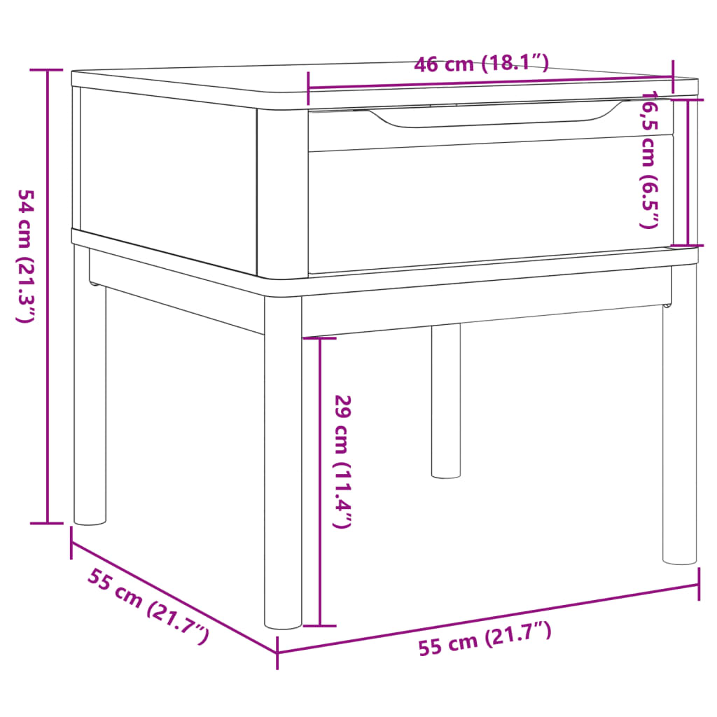 Lamptafel FLORO 55x55x54 cm massief grenenhout wit is nu te koop bij PeponiXL, paradijselijk wonen!