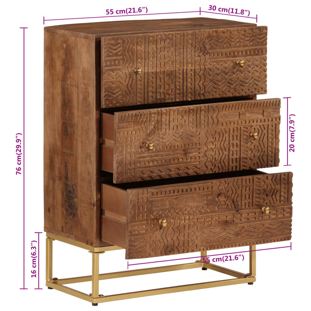 Ladekastje 55x30x76 cm massief mangohout en ijzer is nu te koop bij PeponiXL, paradijselijk wonen!