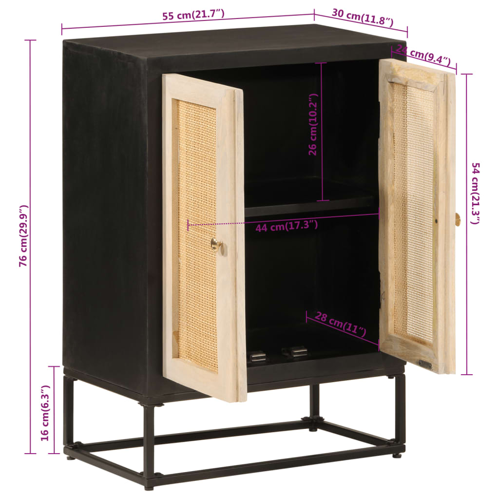 Dressoir 55x30x76 cm massief mangohout en ijzer zwart is nu te koop bij PeponiXL, paradijselijk wonen!
