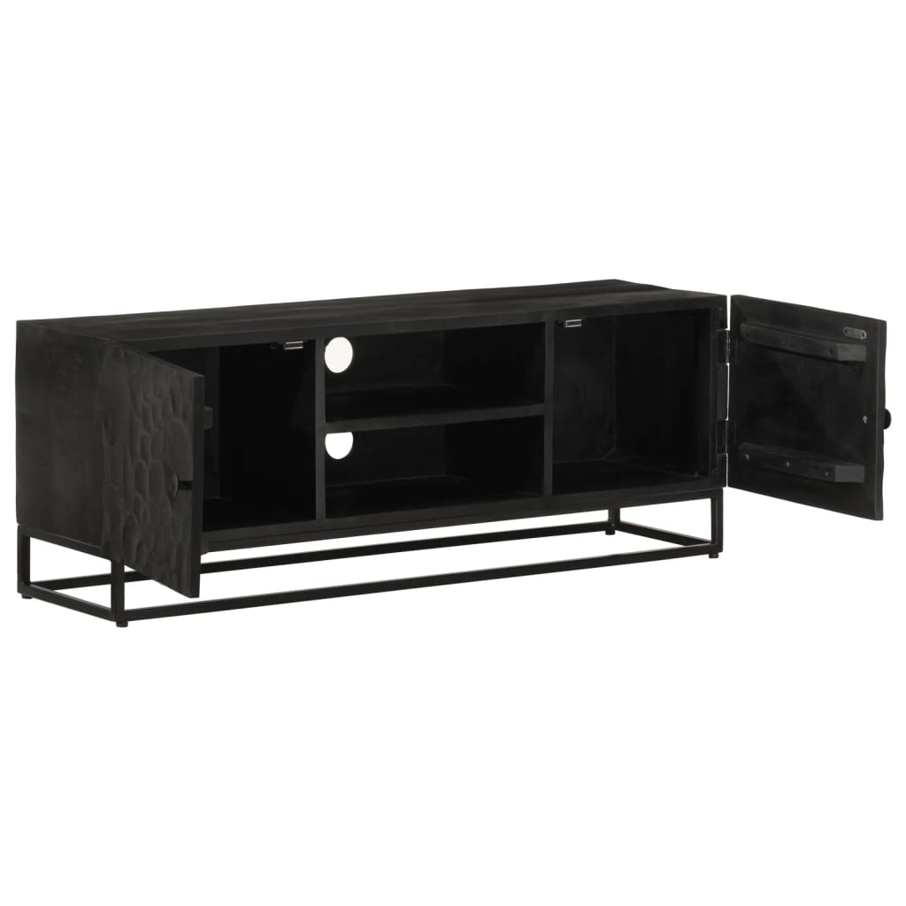 Tv-meubel 110x30x40 cm massief mangohout en ijzer zwart is nu te koop bij PeponiXL, paradijselijk wonen!
