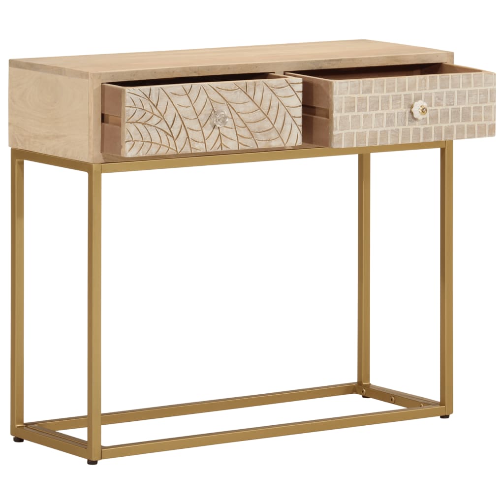 Wandtafel 90x30x76 cm massief mangohout en ijzer is nu te koop bij PeponiXL, paradijselijk wonen!