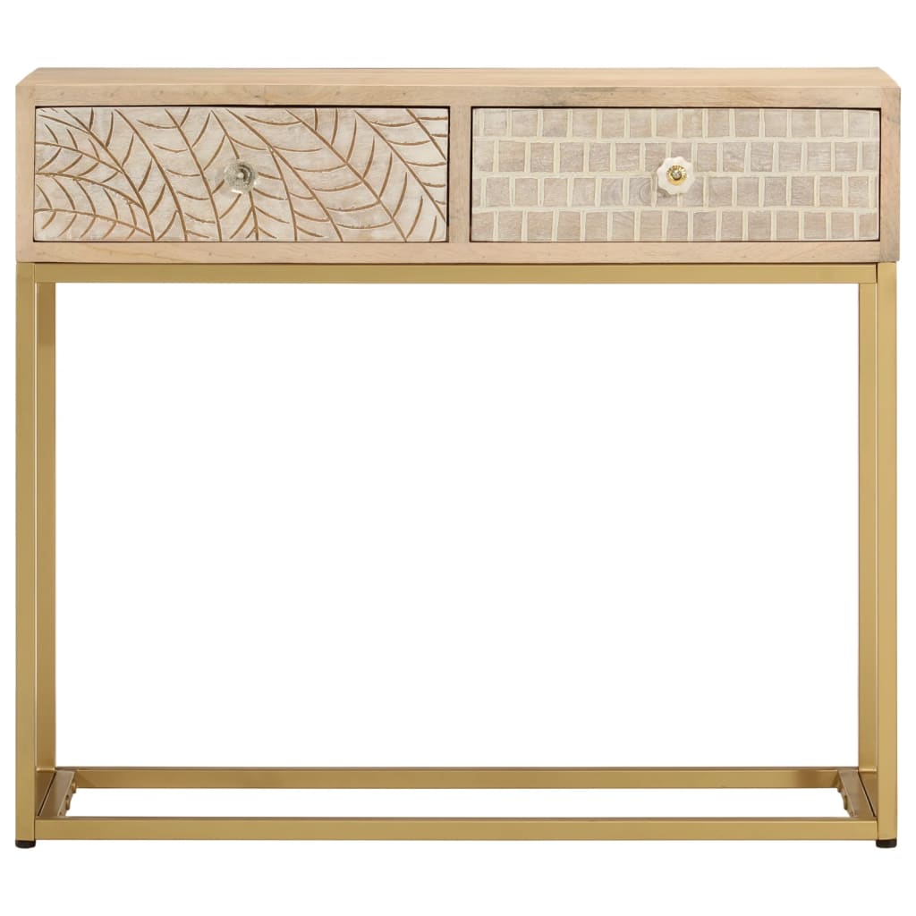 Wandtafel 90x30x76 cm massief mangohout en ijzer is nu te koop bij PeponiXL, paradijselijk wonen!