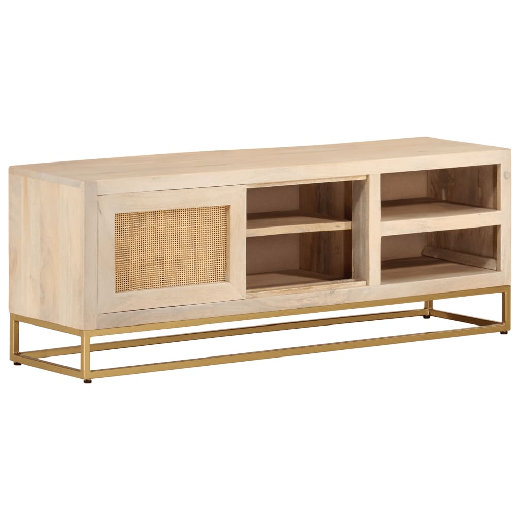 Tv-meubel 110x30x40 cm massief ruw mangohout en ijzer is nu te koop bij PeponiXL, paradijselijk wonen!