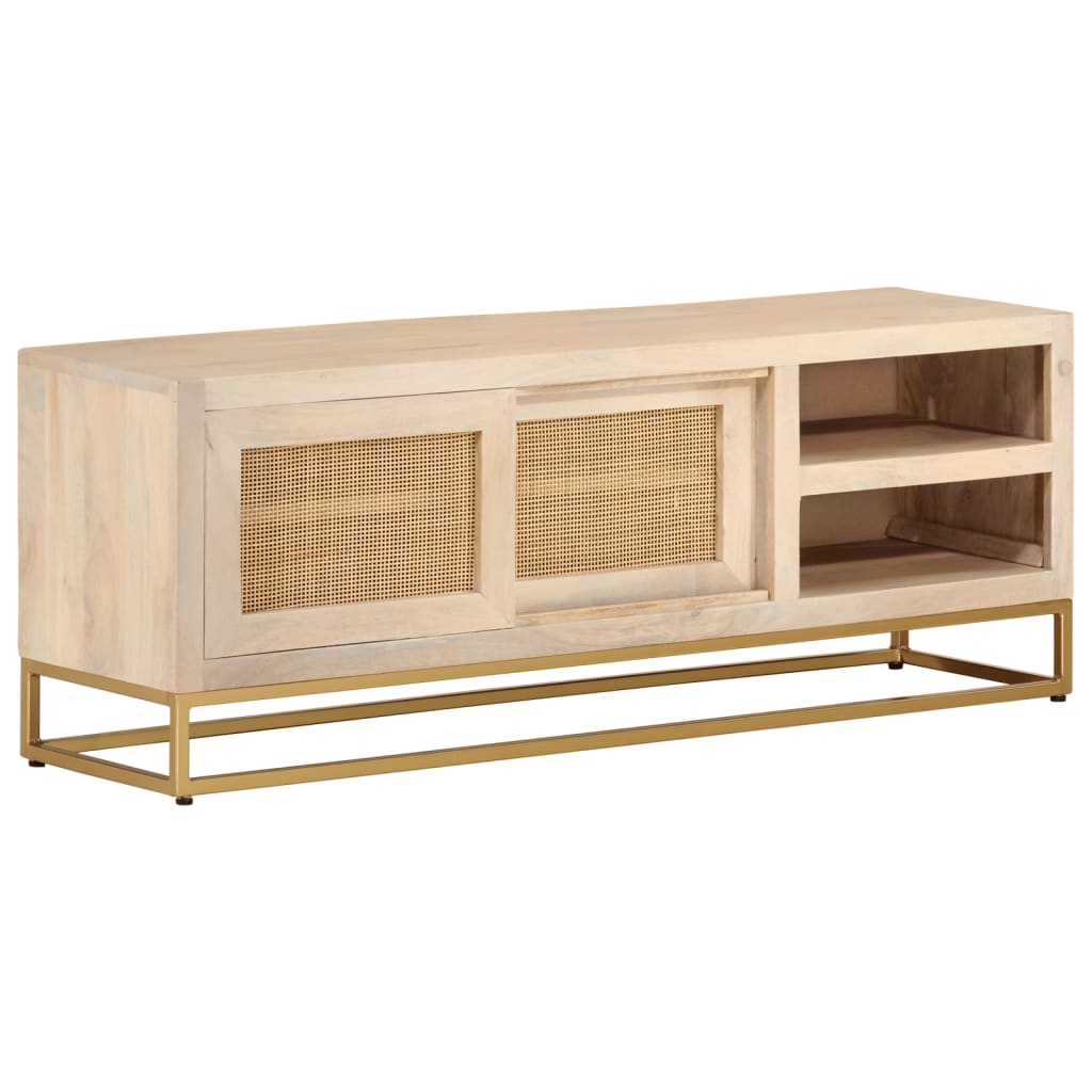 Tv-meubel 110x30x40 cm massief ruw mangohout en ijzer is nu te koop bij PeponiXL, paradijselijk wonen!