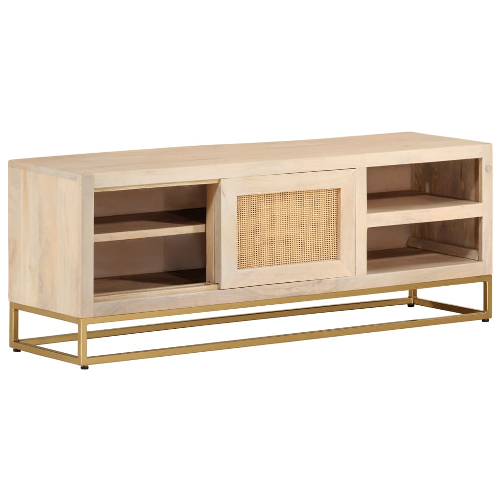 Tv-meubel 110x30x40 cm massief ruw mangohout en ijzer is nu te koop bij PeponiXL, paradijselijk wonen!