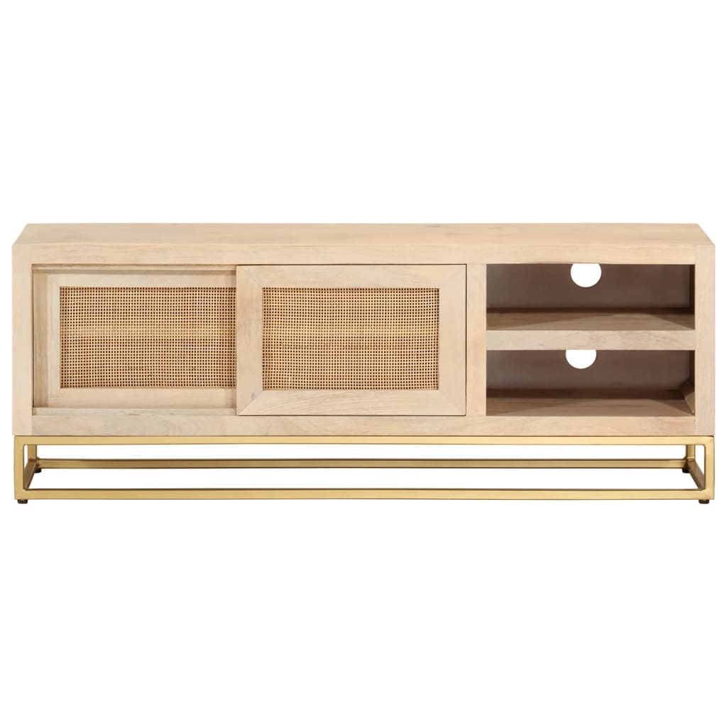 Tv-meubel 110x30x40 cm massief ruw mangohout en ijzer is nu te koop bij PeponiXL, paradijselijk wonen!