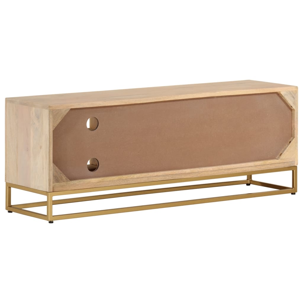 Tv-meubel 110x30x40 cm massief ruw mangohout en ijzer is nu te koop bij PeponiXL, paradijselijk wonen!