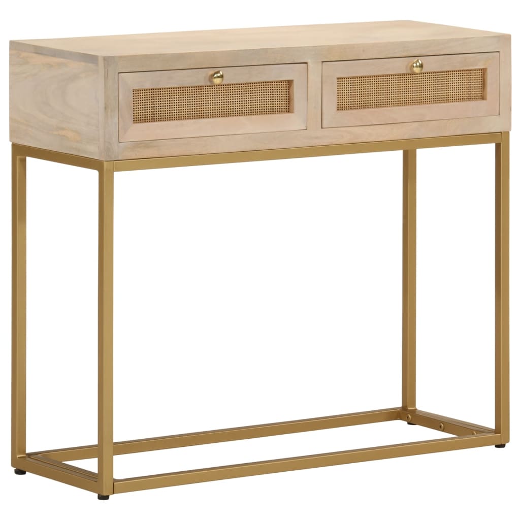 Wandtafel 90x30x76 cm massief mangohout en ijzer is nu te koop bij PeponiXL, paradijselijk wonen!