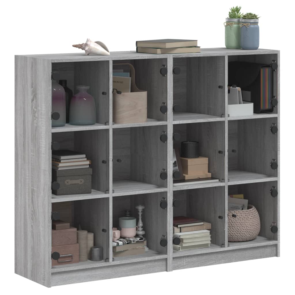 Boekenkast met deuren 136x37x109 cm hout grijs sonoma eiken is nu te koop bij PeponiXL, paradijselijk wonen!