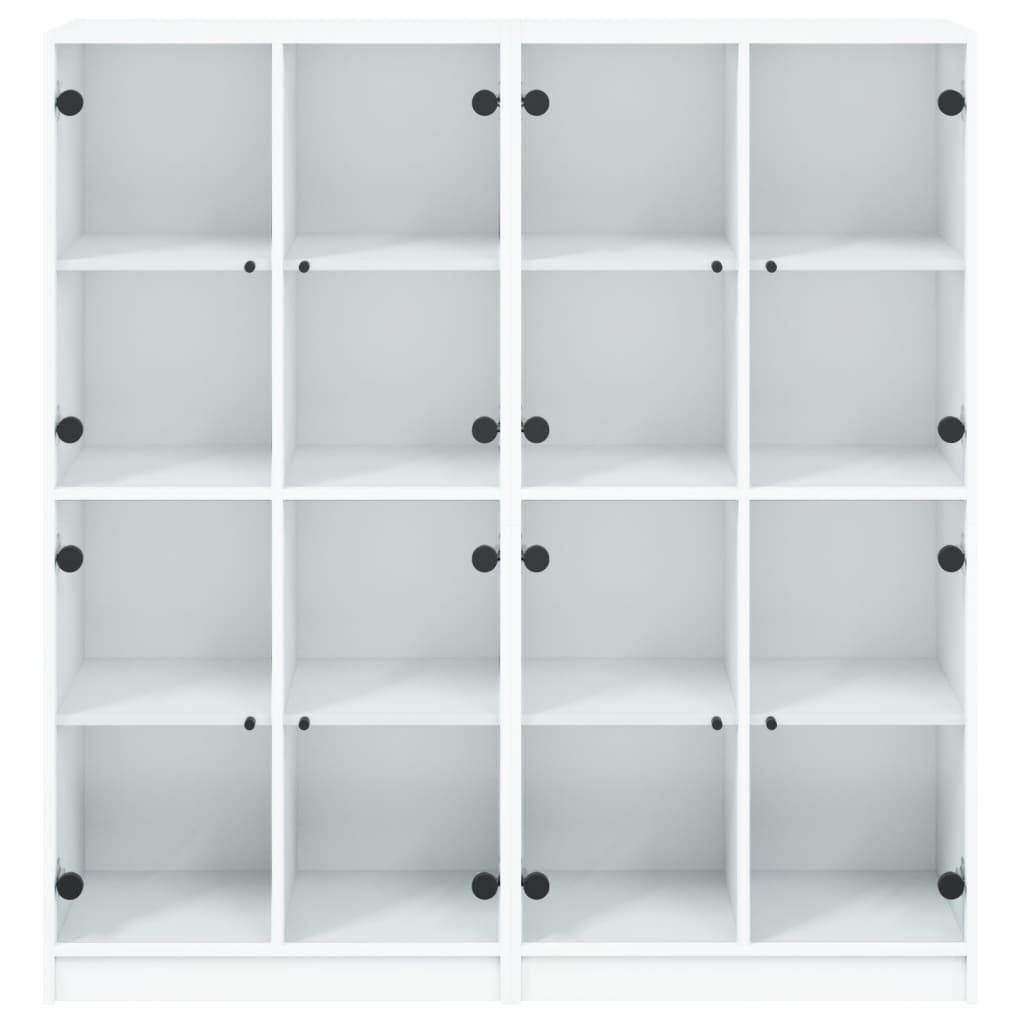 Boekenkast met deuren 136x37x142 cm bewerkt hout wit is nu te koop bij PeponiXL, paradijselijk wonen!