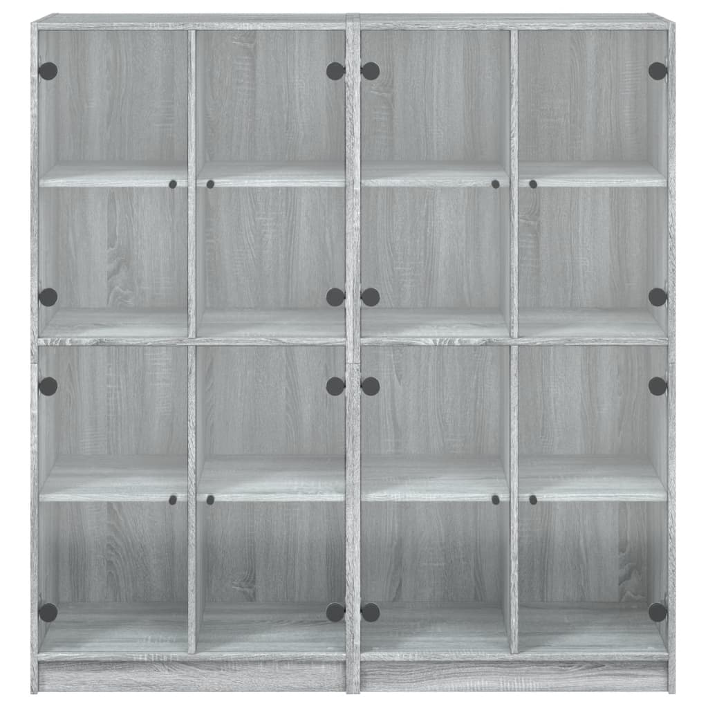 Boekenkast met deuren 136x37x142 cm hout grijs sonoma eiken is nu te koop bij PeponiXL, paradijselijk wonen!
