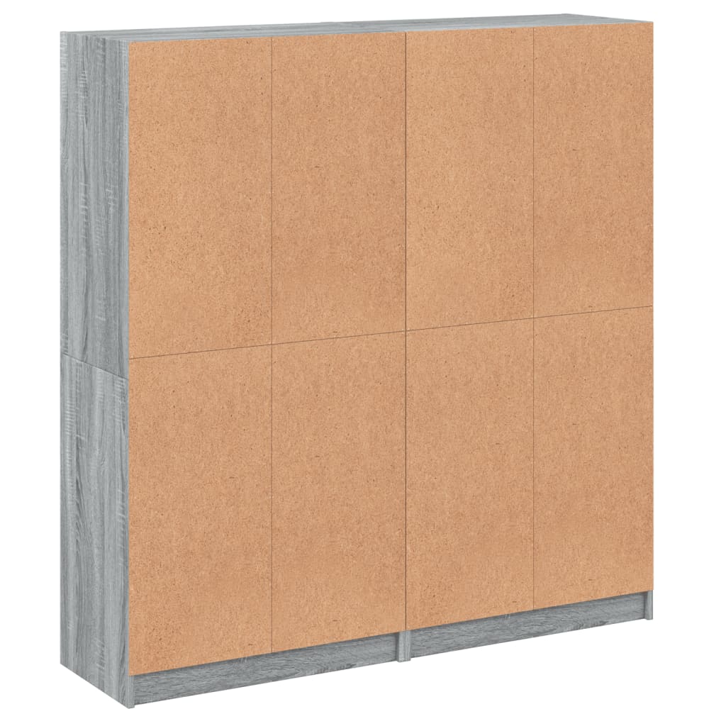 Boekenkast met deuren 136x37x142 cm hout grijs sonoma eiken is nu te koop bij PeponiXL, paradijselijk wonen!