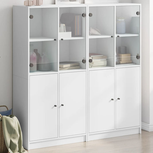 Boekenkast met deuren 136x37x142 cm bewerkt hout wit is nu te koop bij PeponiXL, paradijselijk wonen!