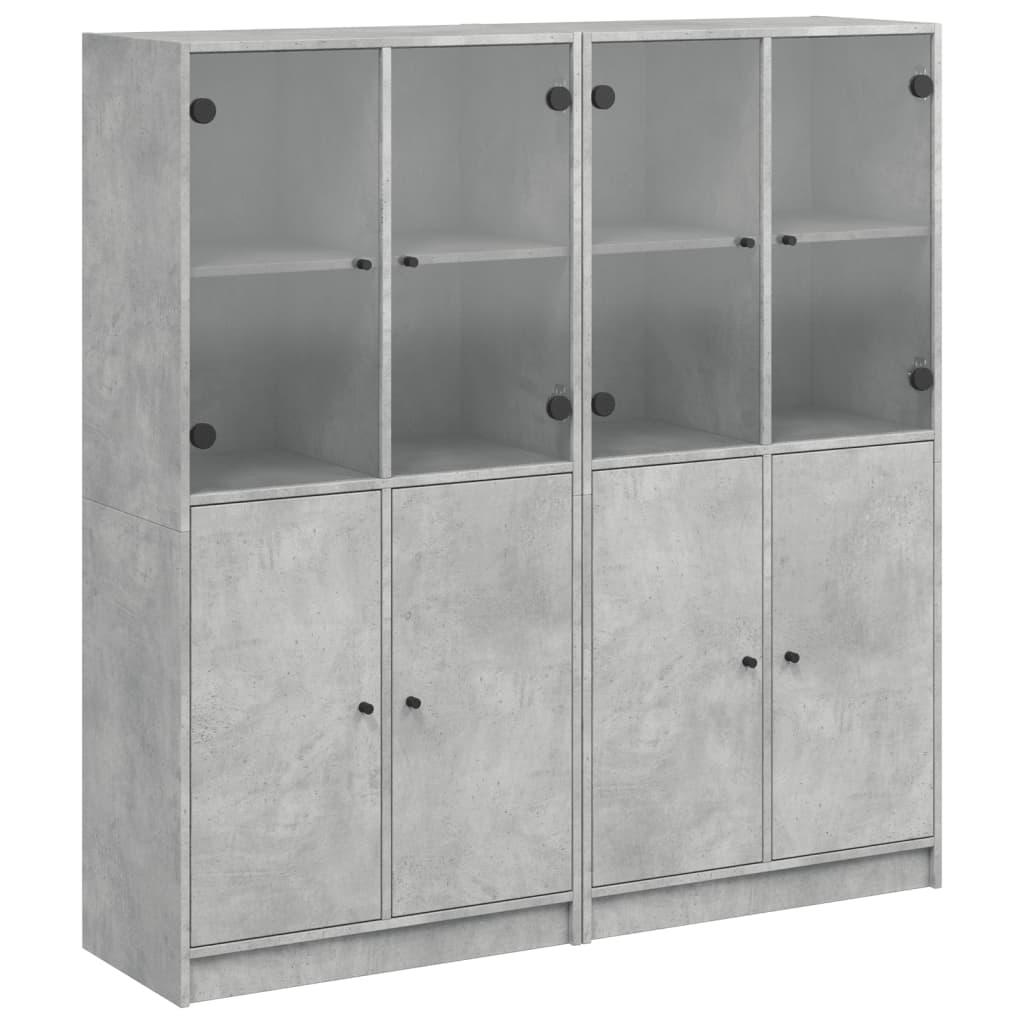 Boekenkast met deuren 136x37x142 cm bewerkt hout betongrijs is nu te koop bij PeponiXL, paradijselijk wonen!