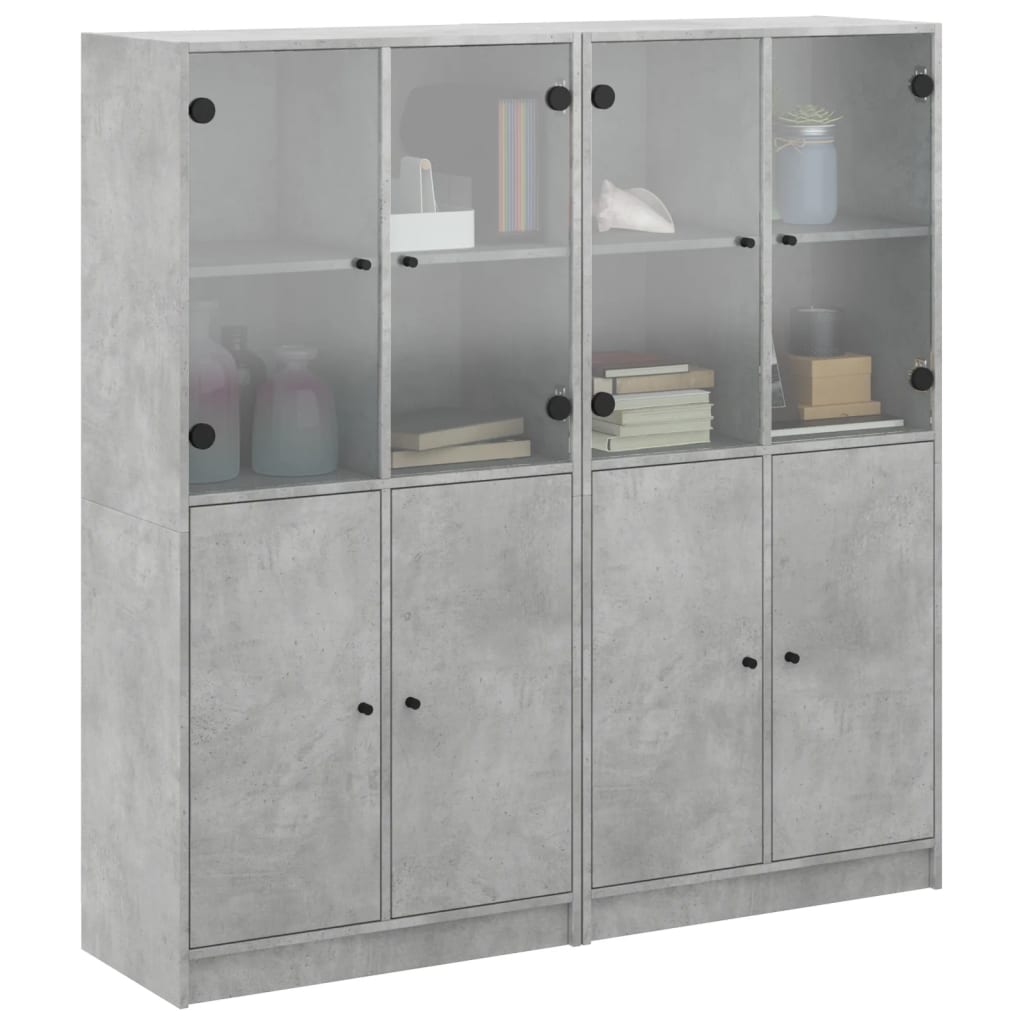 Boekenkast met deuren 136x37x142 cm bewerkt hout betongrijs is nu te koop bij PeponiXL, paradijselijk wonen!