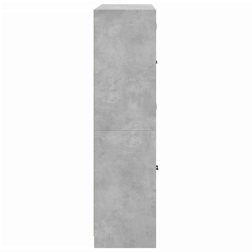 Boekenkast met deuren 136x37x142 cm bewerkt hout betongrijs is nu te koop bij PeponiXL, paradijselijk wonen!