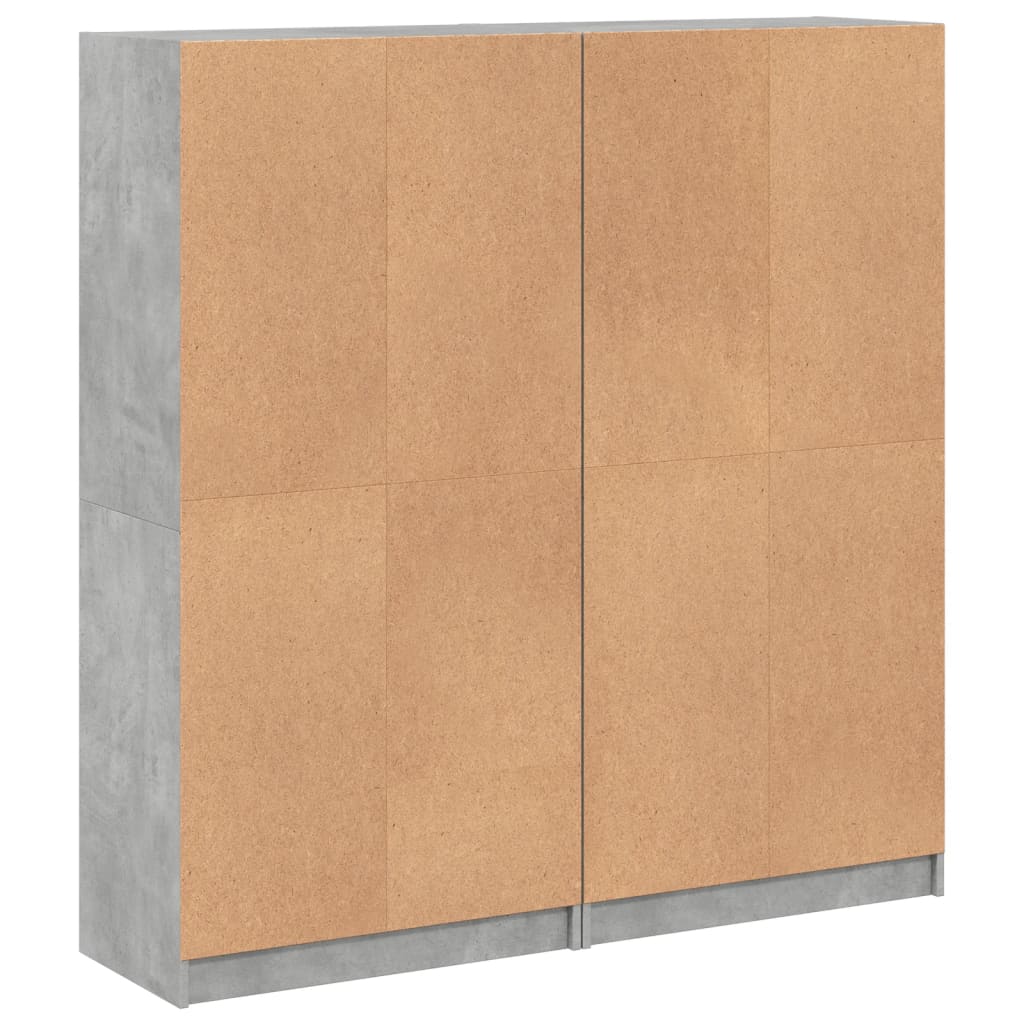 Boekenkast met deuren 136x37x142 cm bewerkt hout betongrijs is nu te koop bij PeponiXL, paradijselijk wonen!