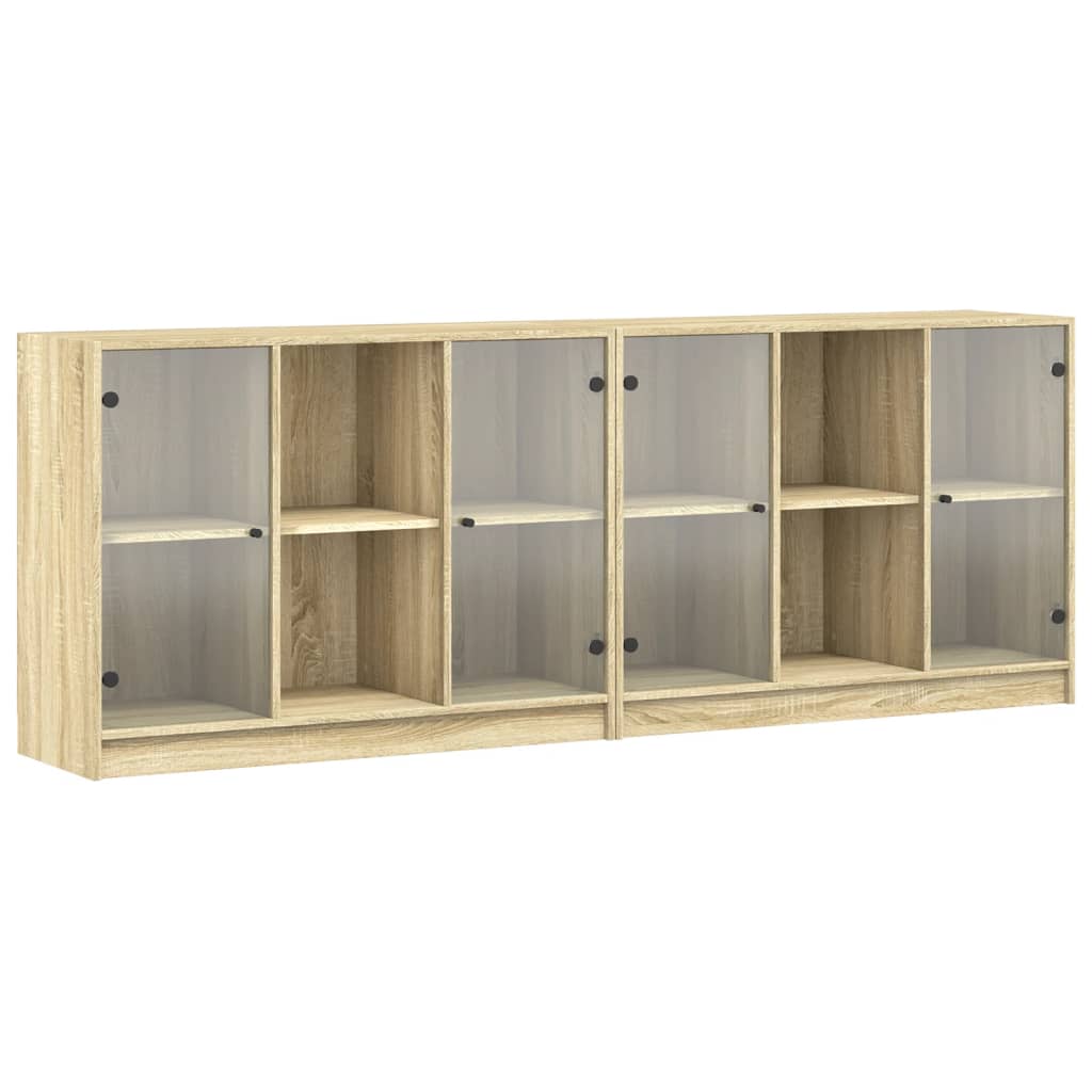 Boekenkast met deuren 204x37x75 cm hout sonoma eikenkleurig is nu te koop bij PeponiXL, paradijselijk wonen!