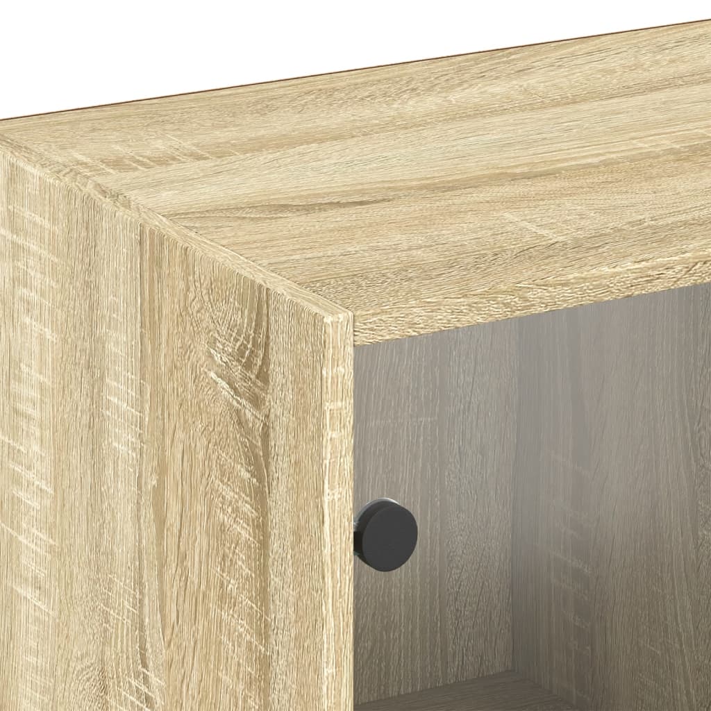 Boekenkast met deuren 204x37x75 cm hout sonoma eikenkleurig is nu te koop bij PeponiXL, paradijselijk wonen!