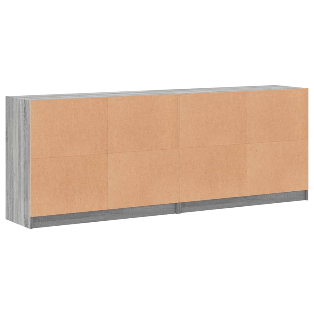 Boekenkast met deuren 204x37x75 cm hout grijs sonoma eikenkleur is nu te koop bij PeponiXL, paradijselijk wonen!