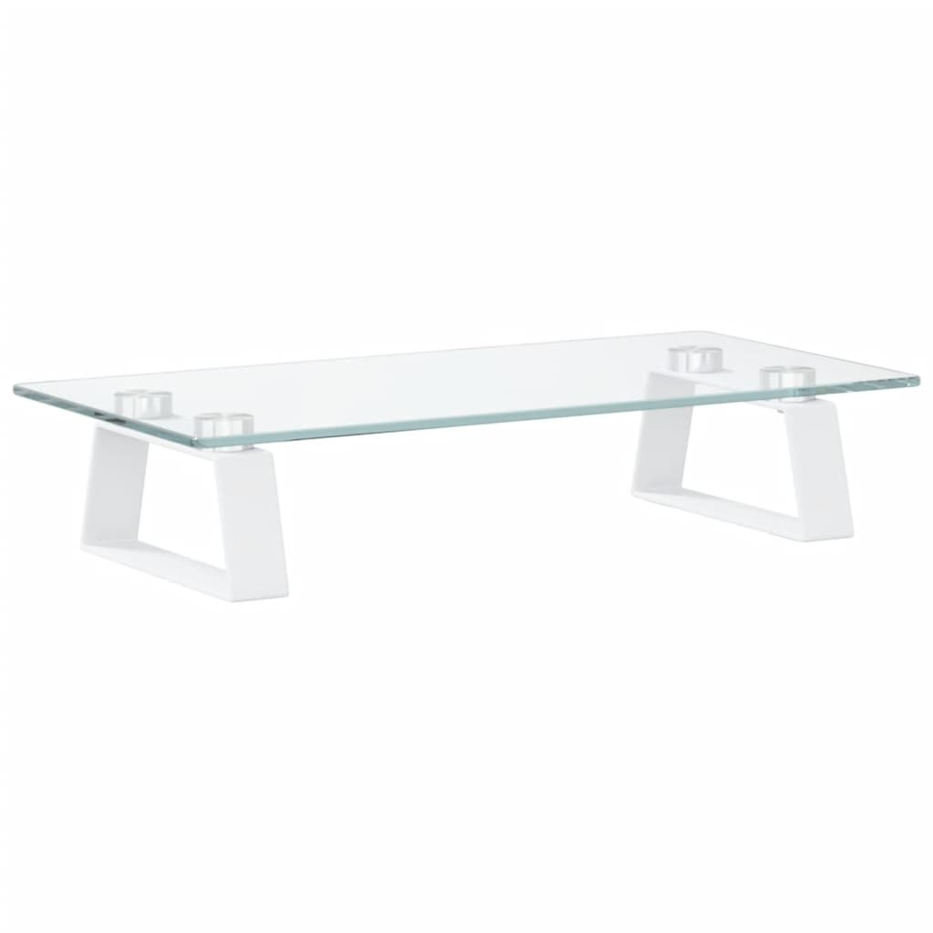 Monitorstandaard 40x20x8 cm gehard glas en metaal wit is nu te koop bij PeponiXL, paradijselijk wonen!