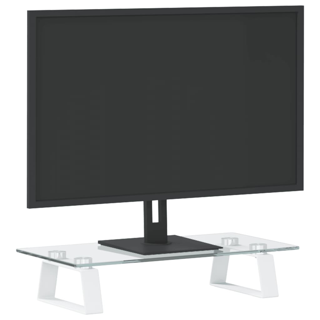 Monitorstandaard 40x20x8 cm gehard glas en metaal wit is nu te koop bij PeponiXL, paradijselijk wonen!