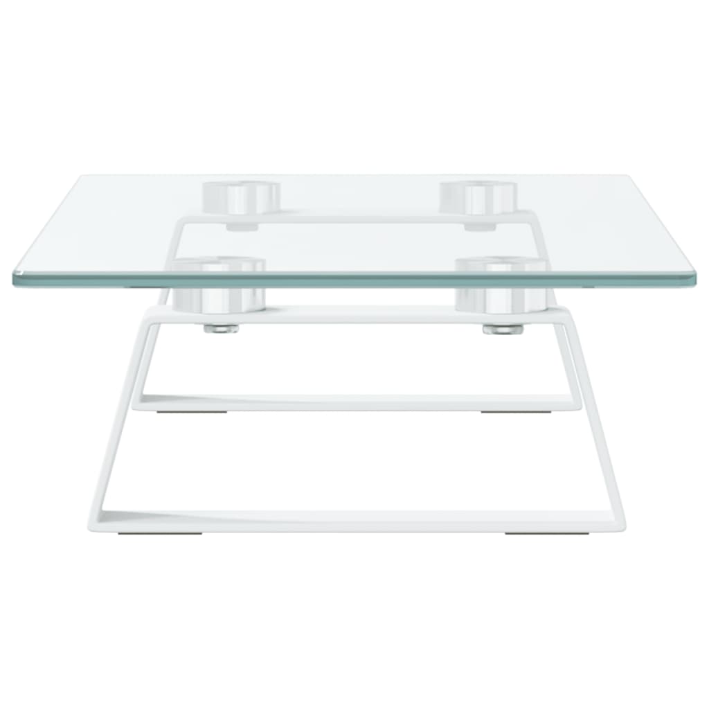 Monitorstandaard 40x20x8 cm gehard glas en metaal wit is nu te koop bij PeponiXL, paradijselijk wonen!
