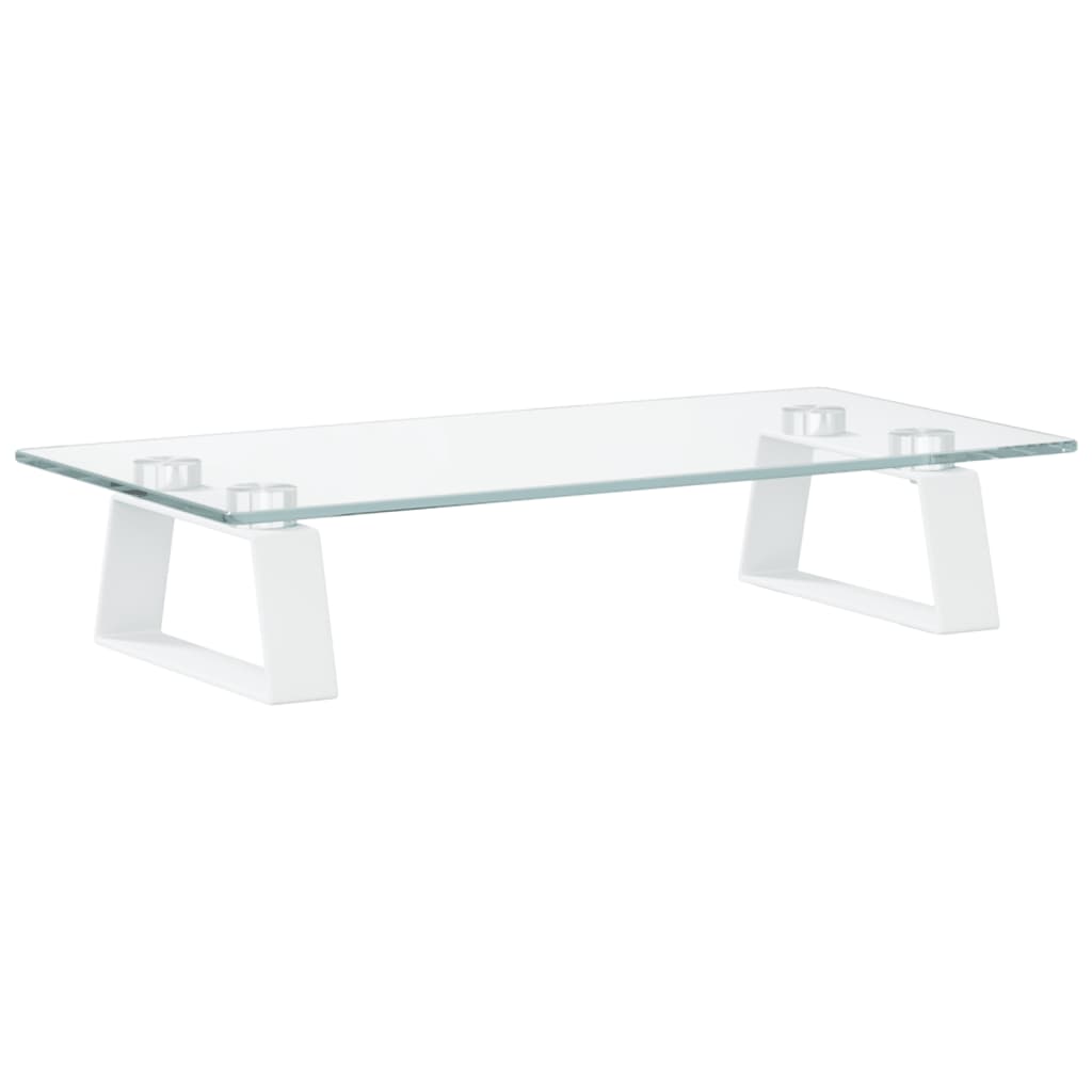 Monitorstandaard 40x20x8 cm gehard glas en metaal wit is nu te koop bij PeponiXL, paradijselijk wonen!