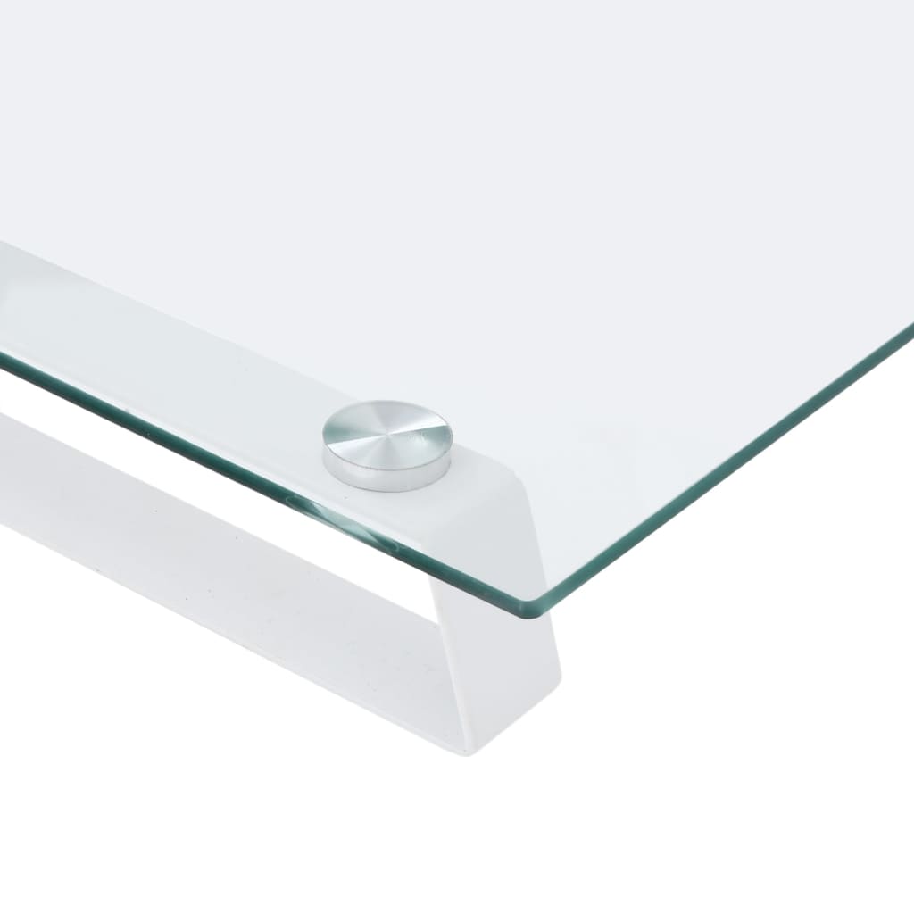 Monitorstandaard 40x20x8 cm gehard glas en metaal wit is nu te koop bij PeponiXL, paradijselijk wonen!