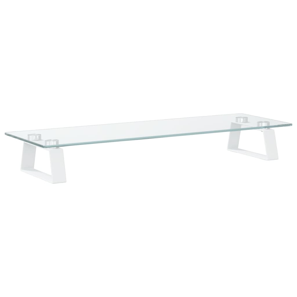 Monitorstandaard 60x20x8 cm gehard glas en metaal wit is nu te koop bij PeponiXL, paradijselijk wonen!