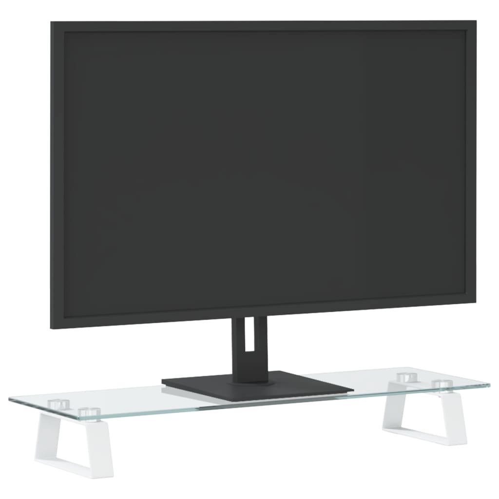 Monitorstandaard 60x20x8 cm gehard glas en metaal wit is nu te koop bij PeponiXL, paradijselijk wonen!