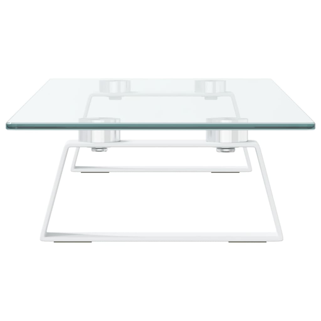 Monitorstandaard 60x20x8 cm gehard glas en metaal wit is nu te koop bij PeponiXL, paradijselijk wonen!