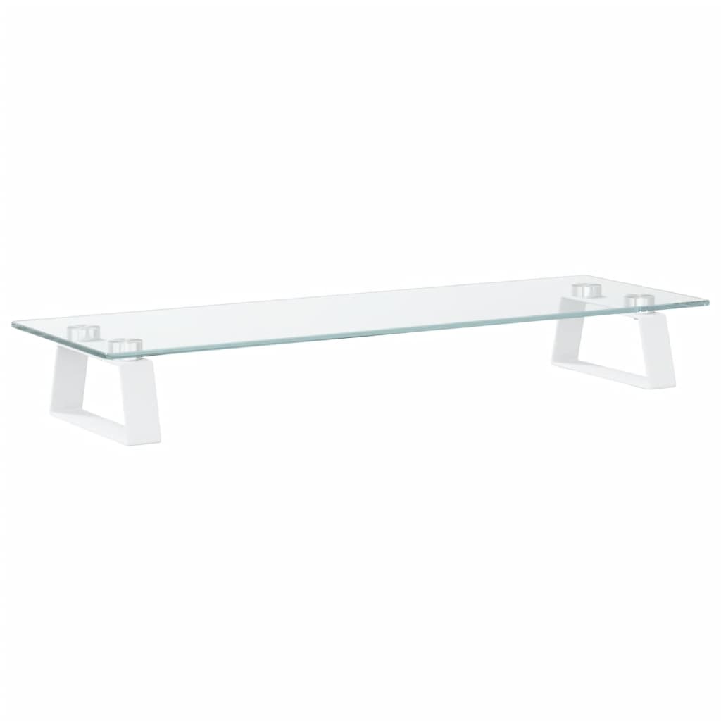 Monitorstandaard 60x20x8 cm gehard glas en metaal wit is nu te koop bij PeponiXL, paradijselijk wonen!